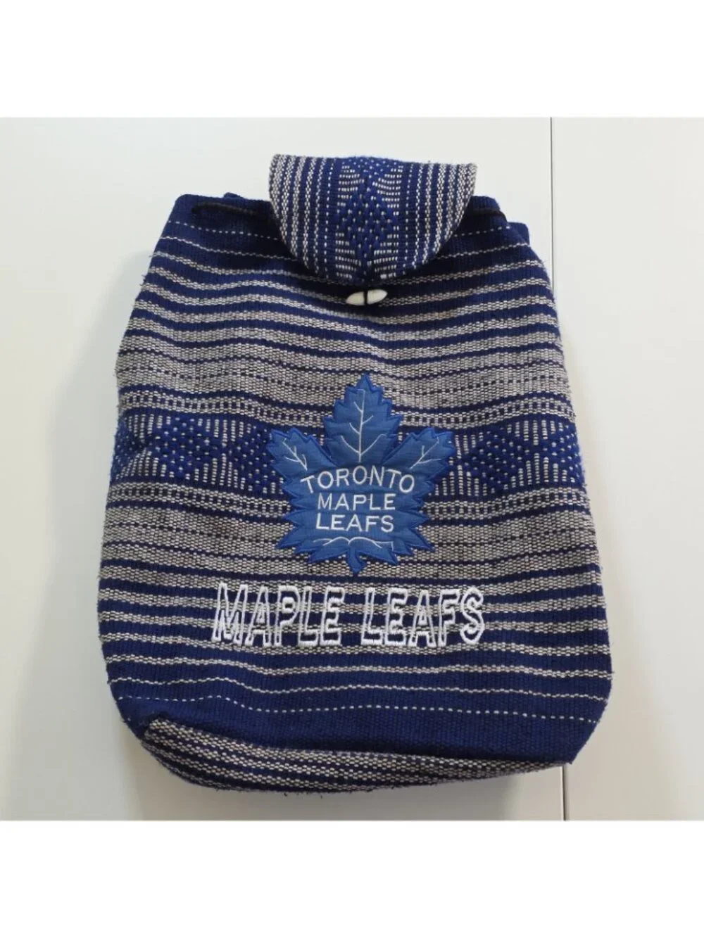 Vintage Toronto Maple Leafs Woven Baja Backpack Rucksack Drawstring Toggle Close